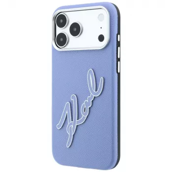Pouzdro Karl Lagerfeld Smooth Big Resin Signature Logo pro iPhone 18 Pro / 17 Pro, modrá