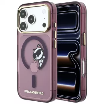 Pouzdro Karl Lagerfeld Peekaboo Logo, MagSafe, pro iPhone 18 Pro Max / 17 Pro Max, vínová