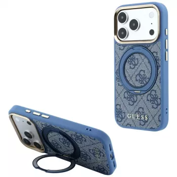 Guess Ring Stand 360 4G Classic Logo MagSafe case for iPhone 18 Pro / 17 Pro, blue
