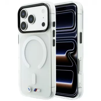 Pouzdro BMW M IML Frosted Metal Logo & Trims MagSafe pro iPhone 18 Pro Max / 17 Pro Max, průhledné