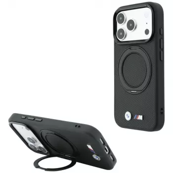 Pouzdro BMW BMW001325 pro iPhone 18 Pro Max / 17 Pro Max, Kevlar Ring Stand 360, MagSafe, černé