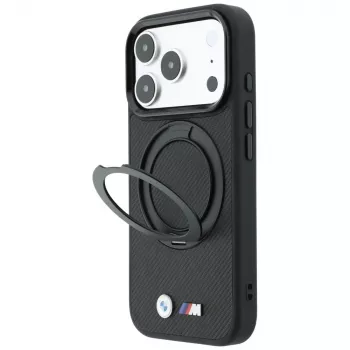Pouzdro BMW BMW001325 pro iPhone 18 Pro Max / 17 Pro Max, Kevlar Ring Stand 360, MagSafe, černé