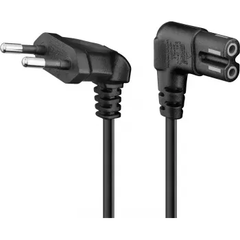Napájecí kabel Goobay CEE 7/16 typ C – C7, zalomené konektory, 1,5 m, černý
