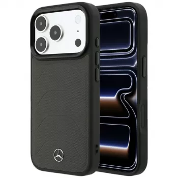 Pouzdro Mercedes Mer008914 pro iPhone 18 Pro Max / 17 Pro Max, Leather Mesh with Bow Line, MagSafe, antracitové