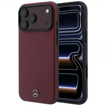 Pouzdro Mercedes Mer008834 Leather Semi Wrap Iconic Line MagSafe pro iPhone 18 Pro / 17 Pro, vínové