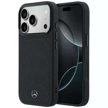 Pouzdro Mercedes Mer008871 Leather Mesh with Bow Line MagSafe pro iPhone 18 Pro / 17 Pro, černé
