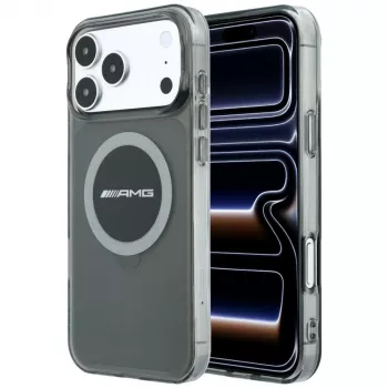 Pouzdro MagSafe Mercedes AMG00120 AMG IML Transparent Bicolor Block pro iPhone 18 Pro Max / 17 Pro Max černo-šedé