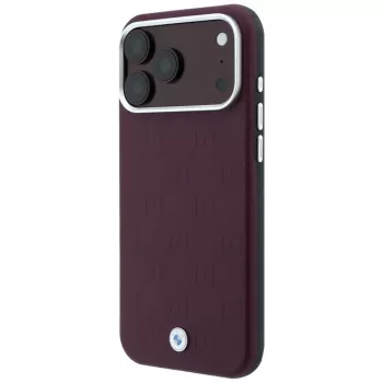 BMW BMW001224 Sign Deboss Quilted Metal Logo MagSafe case for iPhone 18 Pro Max / 17 Pro Max, burgundy