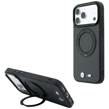 Pouzdro MagSafe BMW Kevlar Ring Stand 360 pro iPhone 18 Pro / 17 Pro antracitové