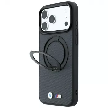 Pouzdro MagSafe BMW Kevlar Ring Stand 360 pro iPhone 18 Pro / 17 Pro antracitové