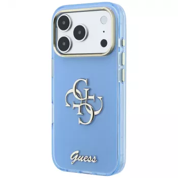 Guess IML 4G Script Metal case for iPhone 18 Pro Max / 17 Pro Max, light blue