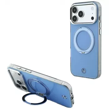 Pouzdro Mercedes MagSafe s prstencovým stojánkem a Iconic Logo pro iPhone 18 Pro Max / 17 Pro Max, modré