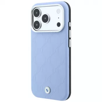 BMW BMW001226 Sign Deboss Quilted Metal Logo MagSafe case for iPhone 18 Pro Max / 17 Pro Max, blue
