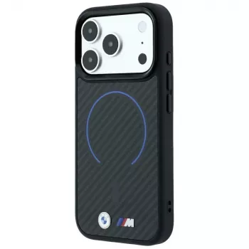 BMW M Kevlar Blue Print Ring MetalLogo MagSafe case for iPhone 18 Pro / 17 Pro, black