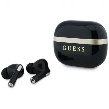 Guess Glossy Gold LinePrinted Classic Logo TWS earphones, black