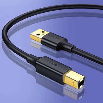Ugreen US135 tiskový kabel USB 2.0 A-B, pozlacený, 1 m, černý