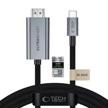 Kabel USB-C na HDMI 2.1 Tech-Protect Ultraboost, 8K 60 Hz, 300 cm, šedý (Iron Grey)