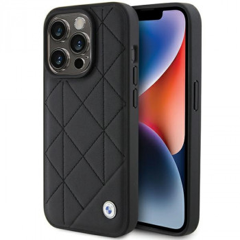 Pouzdro BMW BMHCP15X22RQDK Leather Quilted pro Apple iPhone 15 Pro Max, černé