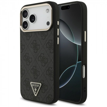 Guess 4G Triangle Logo MagSafe Case for Apple iPhone 18 Pro Max / 17 Pro Max, black gold