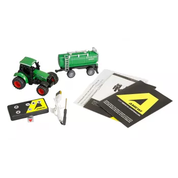 Amewi metal tractor with tank trailer, 1:64, RTR, green