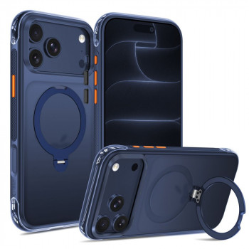 Pouzdro Tech-Protect MagAir Stand MagSafe CC pro Apple iPhone 17 Pro Max / 18 Pro Max, matná tmavě modrá