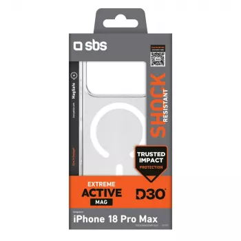 Pouzdro SBS D3O Active pro iPhone 18 Pro Max / 17 Pro Max, kompatibilní s MagSafe, průhledné