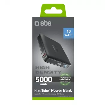 Powerbanka SBS HD 10W 5000mAh USB-C s LCD displejem, černá