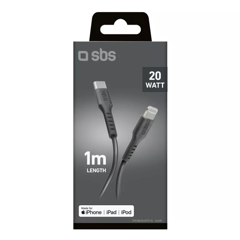 Kabel USB-C na Lightning SBS TECABLELIGTC1K 1 m, černý