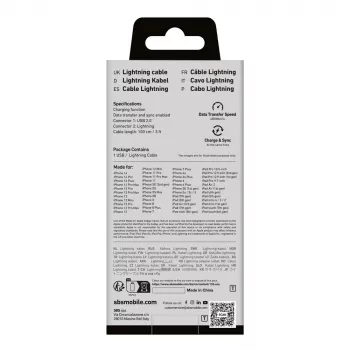 Kabel USB-A na Lightning SBS TECABLEUSBIP589A 1 m, modrý