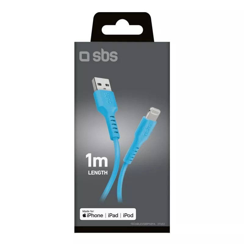 Kabel USB-A na Lightning SBS TECABLEUSBIP589A 1 m, modrý