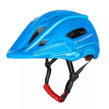 Dětská cyklistická přilba Wozinsky s celoobličejovým hledím a USB zadním světlem, velikost S (52-56 cm), modrá