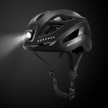 Cyklistická helma Rockbros ZK-077 s integrovaným multidirekcionálním osvětlením 57–61 cm, černá