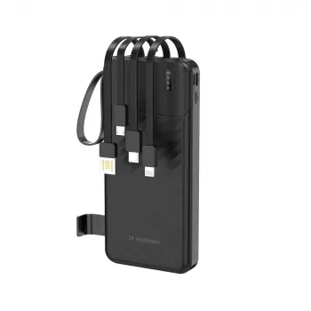 Powerbanka Wozinsky W11-B 10000mAh 10W s integrovanými kabely a svítilnou, černá