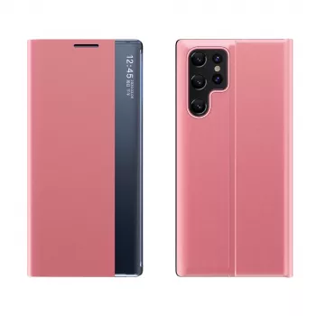 Pouzdro Hurtel New Sleep pro Samsung Galaxy S25 Ultra s flipovým krytem a stojánkem, růžové