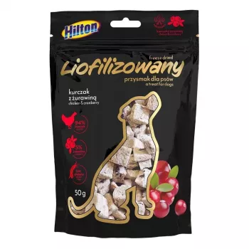 Liofilizovaný psí pamlsek Hilton s kuřetem a brusinkami, 50 g