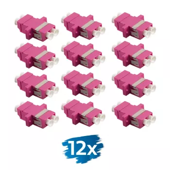 Vláknový adaptér LogiLink FA02LC8 LC Duplex, 12 ks, s přírubou, fialový