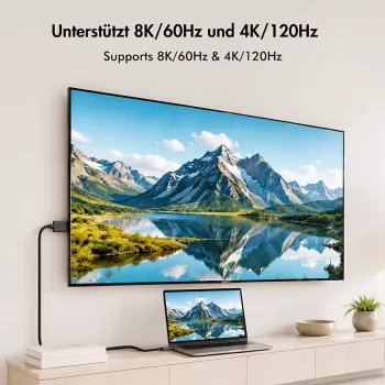LogiLink CUA0120 kabel USB 3.2 Gen2 Type-C, C/M na DP/M, obousměrný, 8K/60 Hz, kov, černý, 1,8 m