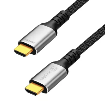 HDMI kabel LogiLink CH0126, A/M na A/M, 8K/60 Hz, 48 Gbps, kov, nylon, černošedý, 10 m