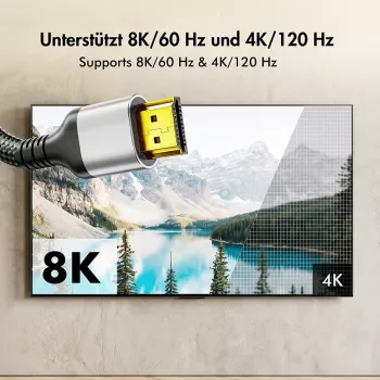 HDMI kabel LogiLink CH0126, A/M na A/M, 8K/60 Hz, 48 Gbps, kov, nylon, černošedý, 10 m
