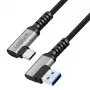 LogiLink CU0470 kabel USB 3.2 Gen1 Type-C, A/M 90° na C/M 90°, 5 Gbps, 60 W, kov, stříbrno-černý, 0,5 m