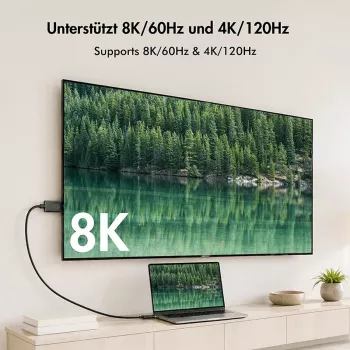 LogiLink CUA0131 kabel USB 3.2 Gen2 Type-C, C/M na DP/M, 8K/60 Hz, nylon, kov, černý, 2 m